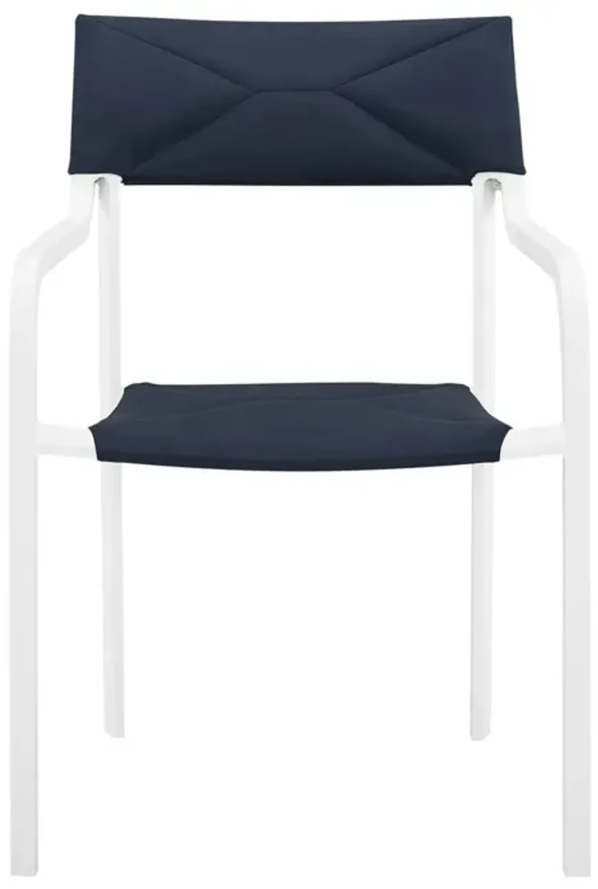 Modway EEI-3573-WHI-NAV Raleigh Outdoor Patio Aluminum Stackable Dining Armchair (Fully Assembled), White Navy