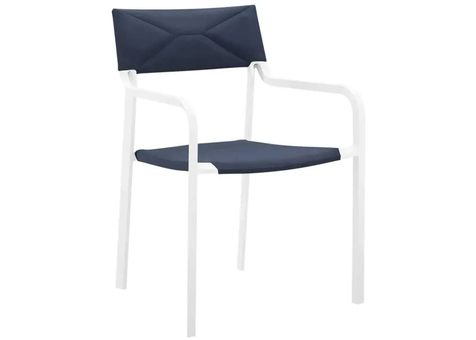 Modway EEI-3573-WHI-NAV Raleigh Outdoor Patio Aluminum Stackable Dining Armchair (Fully Assembled), White Navy