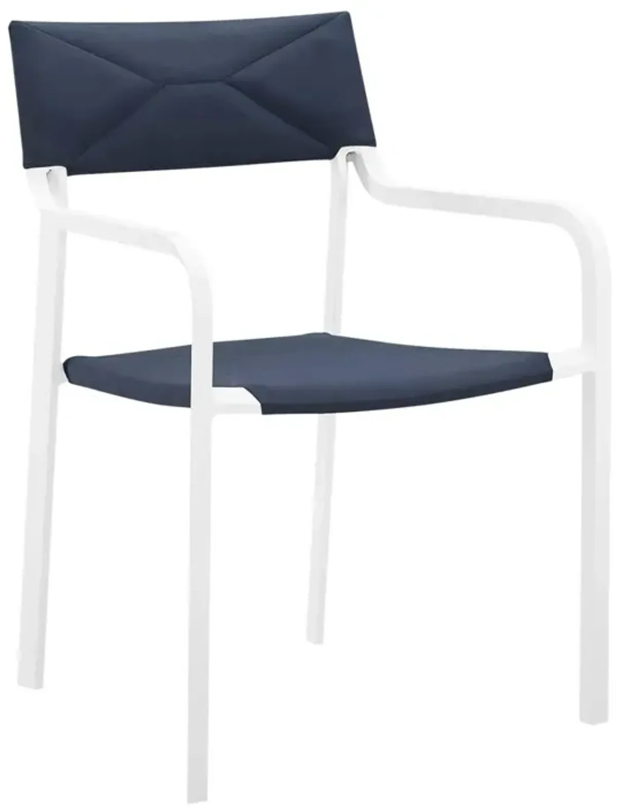 Modway EEI-3573-WHI-NAV Raleigh Outdoor Patio Aluminum Stackable Dining Armchair (Fully Assembled), White Navy