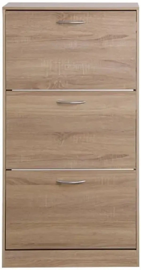 Slim 3-Drawer Shoe Cabinet, Flip-Down Shoe Storage Organizer for Entryway