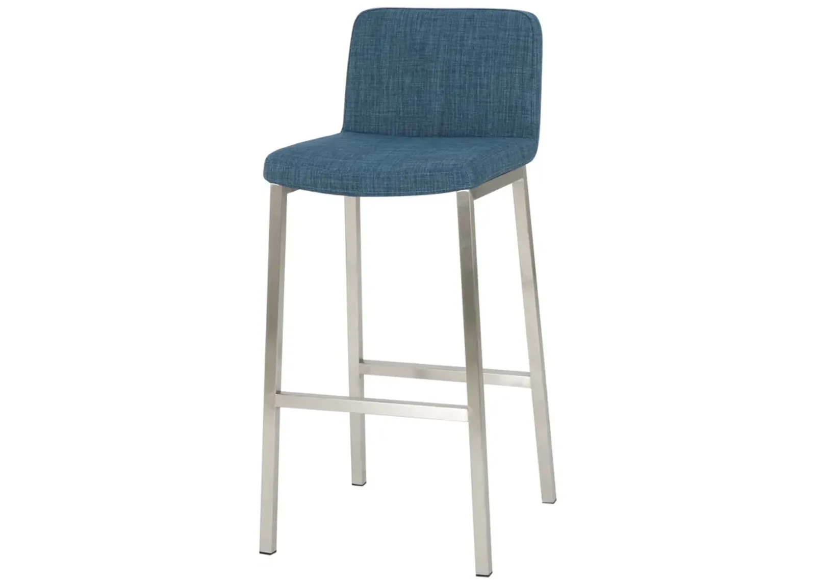 Modern Blue Fabric and Stainless Steel Barstool (Set of 2)