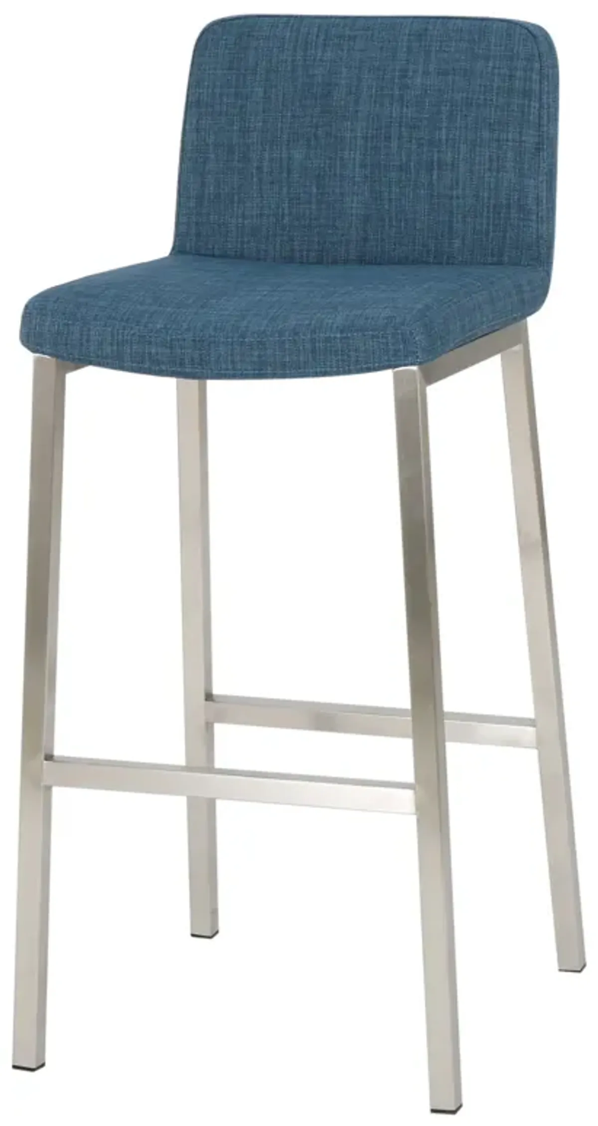 Modern Blue Fabric and Stainless Steel Barstool (Set of 2)