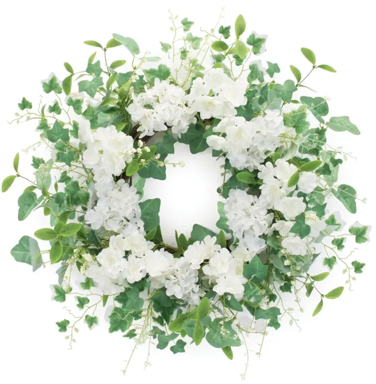 Hydrangea and Ivy Wreath Elegant Decorative Door or Wall Accent for Home or Seasonal Decor