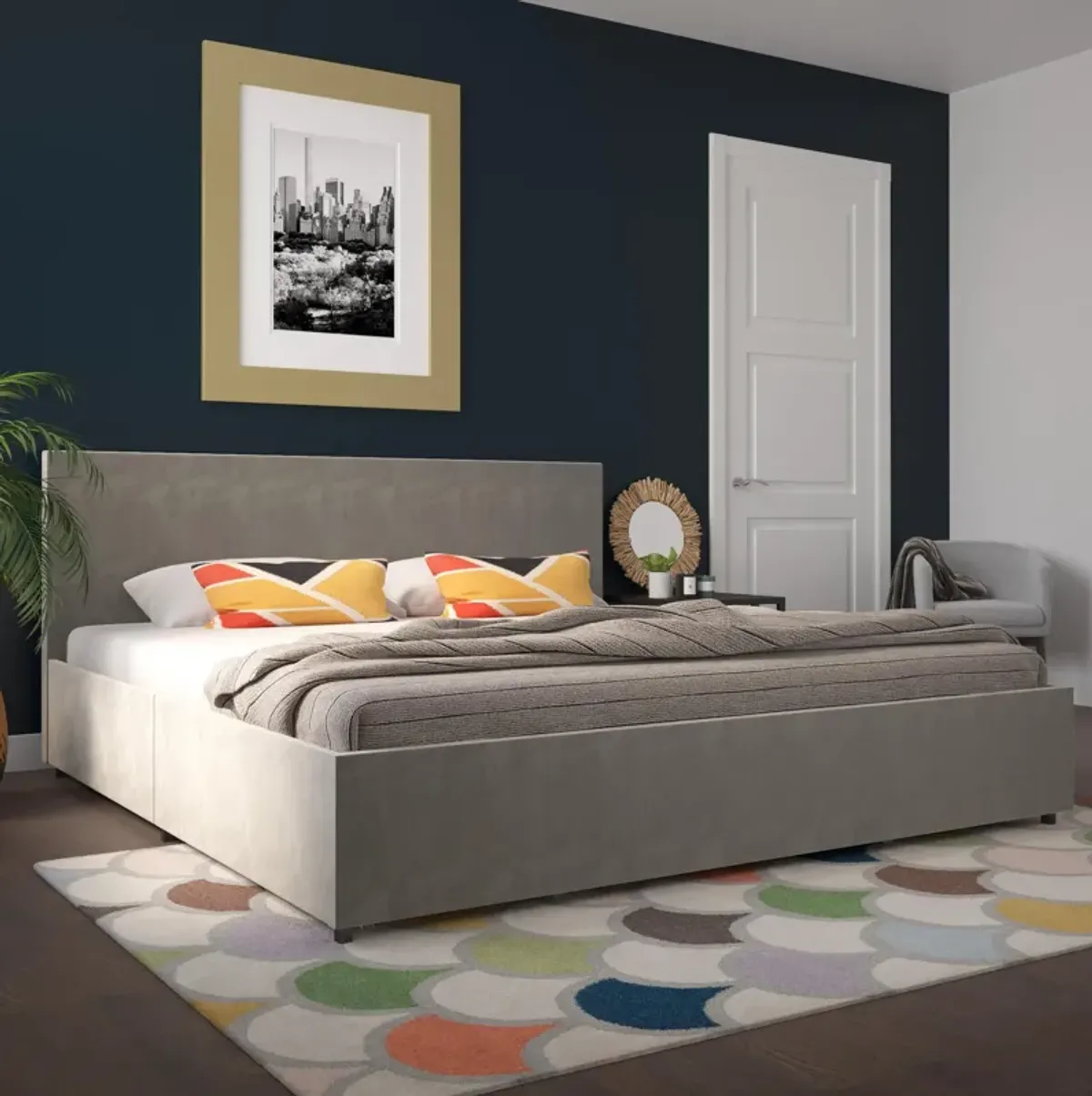 Novogratz Kelly Upholstered Bed with Storage Drawers