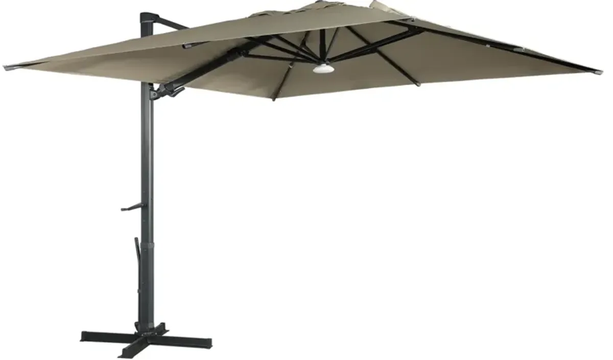 MONDAWE 10ft Square Solar LED Cantilever Patio Umbrella with Bluetooth Light for Outdoor Shade