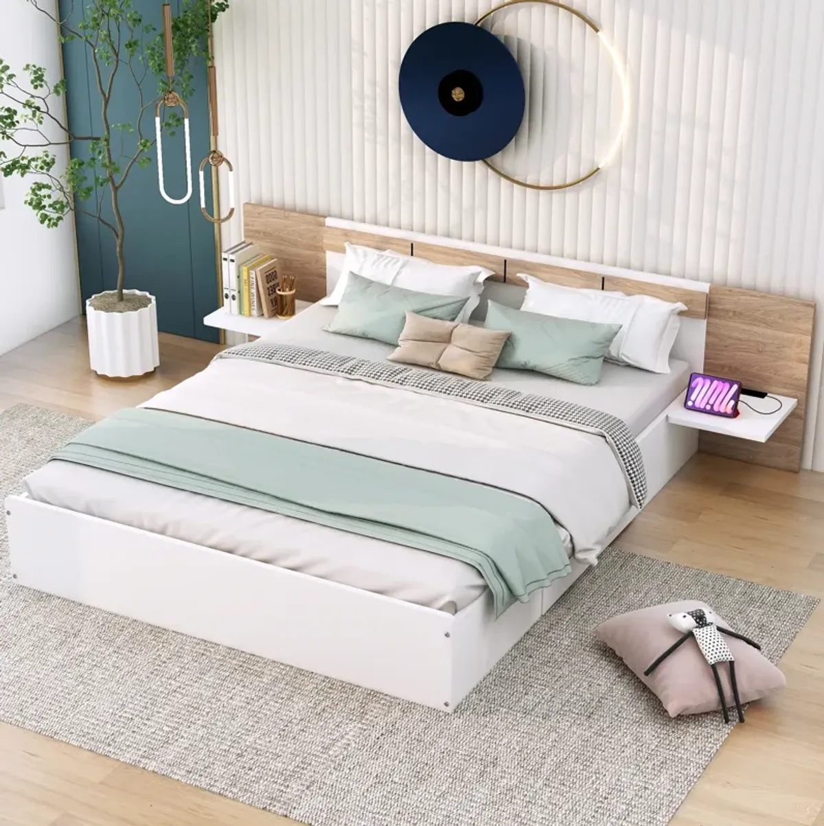 Merax Platform Bed with Headboard and Drawers