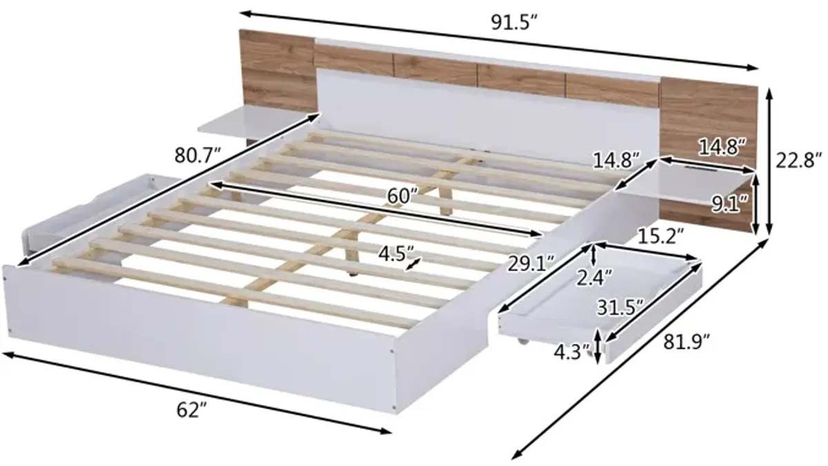 Merax Platform Bed with Headboard and Drawers