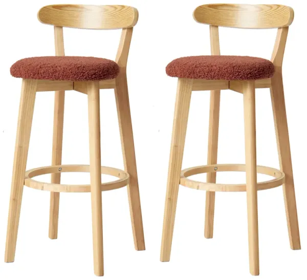 Set of 2 Scandinavian Solid Wood Bar Stools