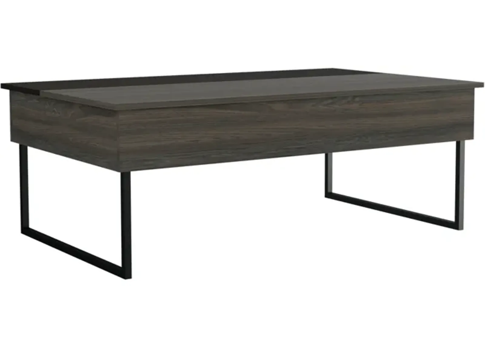 Kaskade Lift Top Coffee Table, Two Legs, Two  Shelves -Espresso / Black