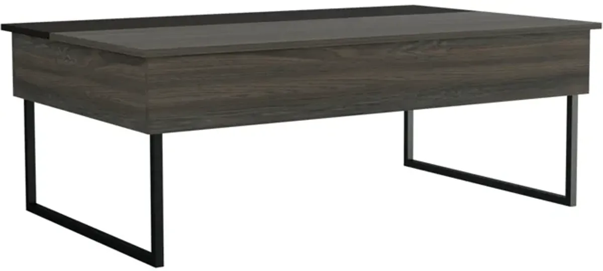 Kaskade Lift Top Coffee Table, Two Legs, Two  Shelves -Espresso / Black