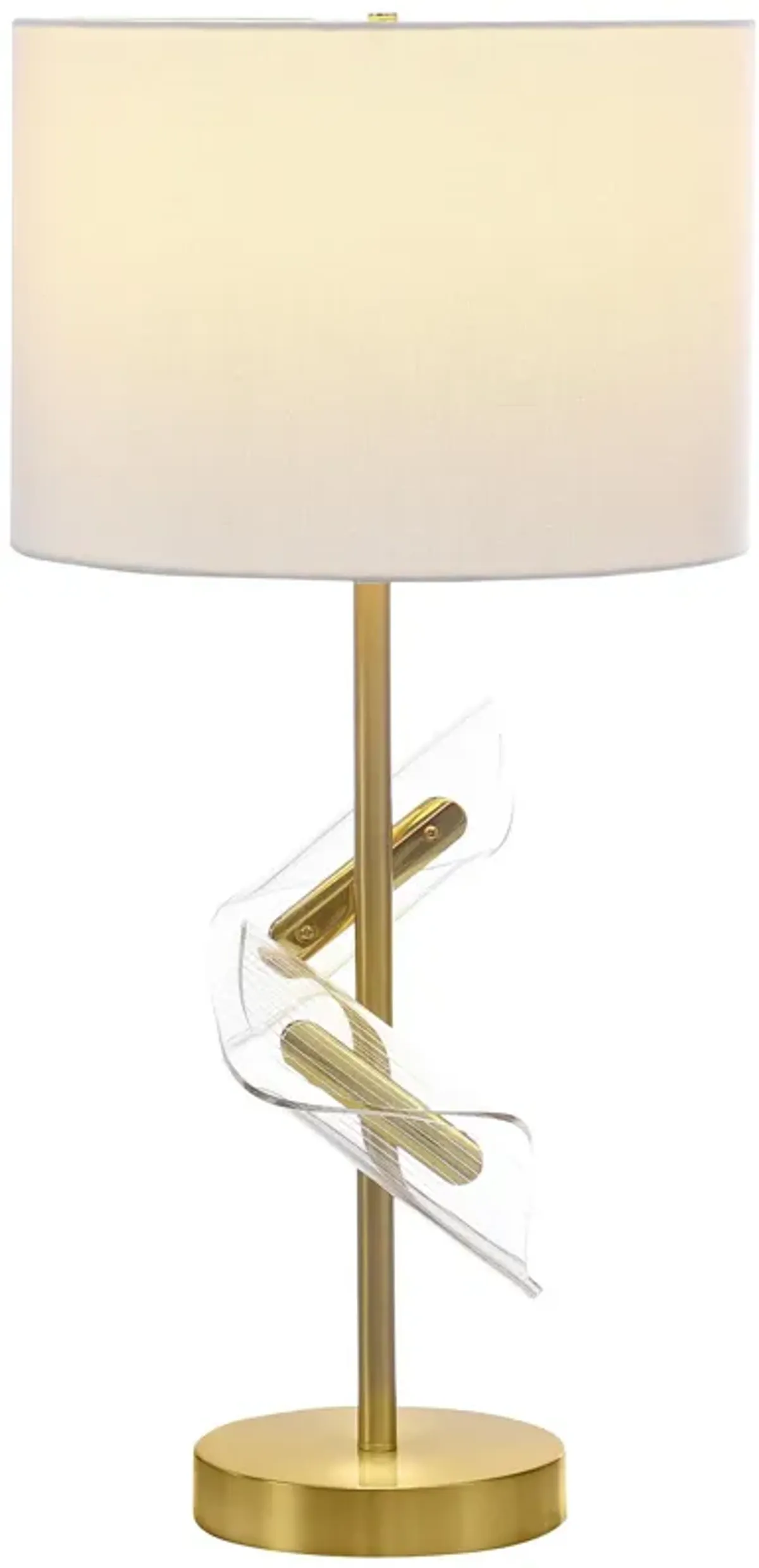 Kiny Table Lamp Set of 2, LED, Angular Acrylic Accents, Beige and Gold - Benzara