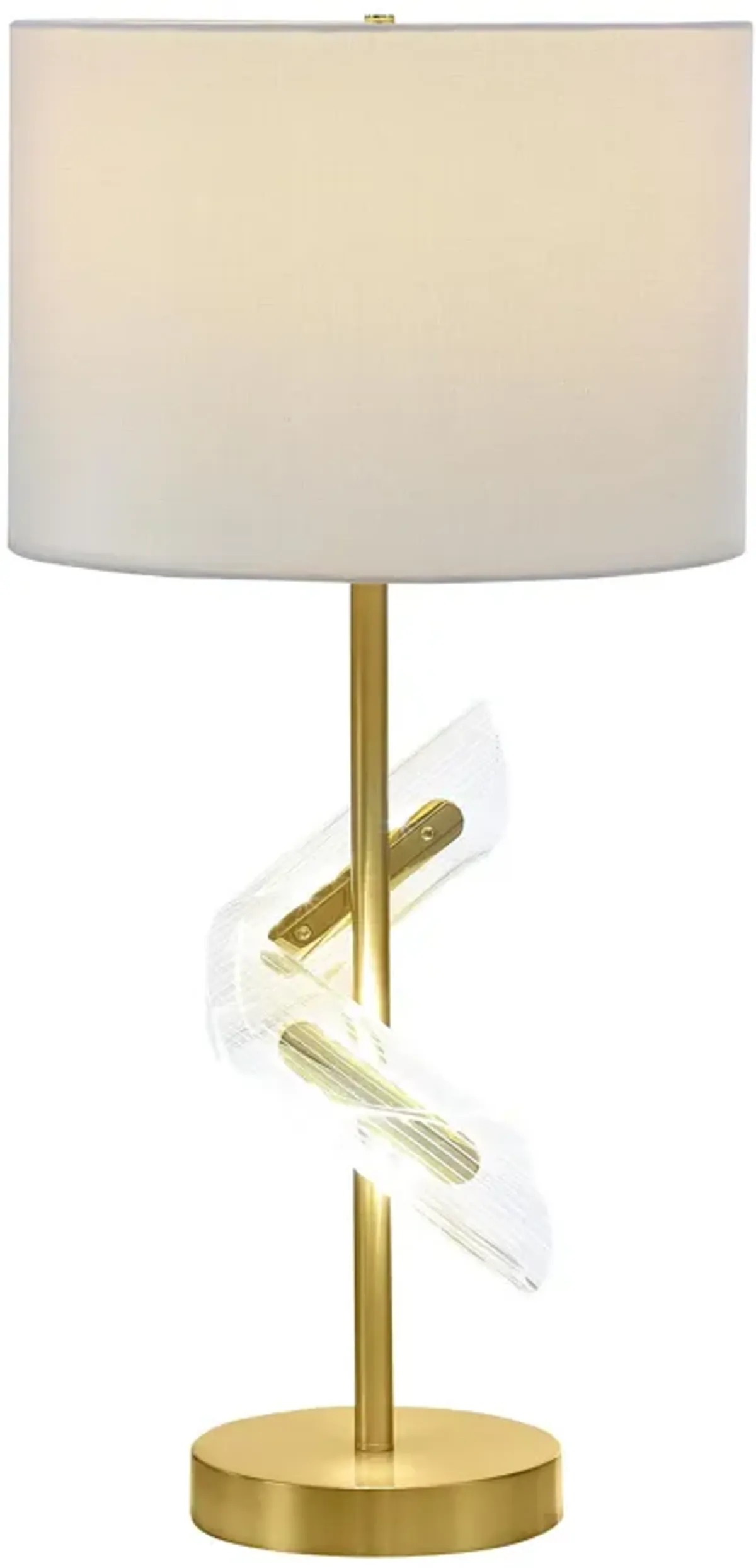Kiny Table Lamp Set of 2, LED, Angular Acrylic Accents, Beige and Gold - Benzara
