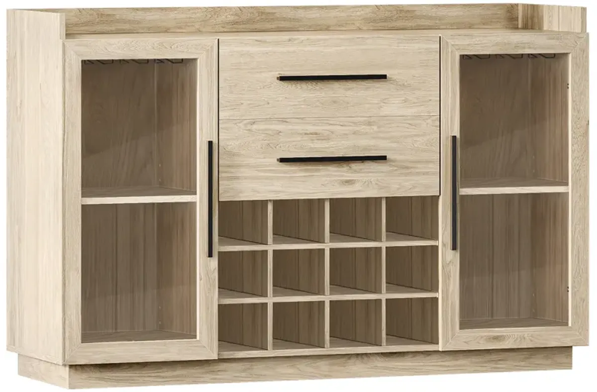 BELLEZE 55" Wine Cabinet, Sideboard Buffet with Wine Rack and Glass Holder, Home Coffee Bar Freestanding Liquor Cabinet with Display Glass Doors for Living Room, Dining Room - Marcel (White Lotus)