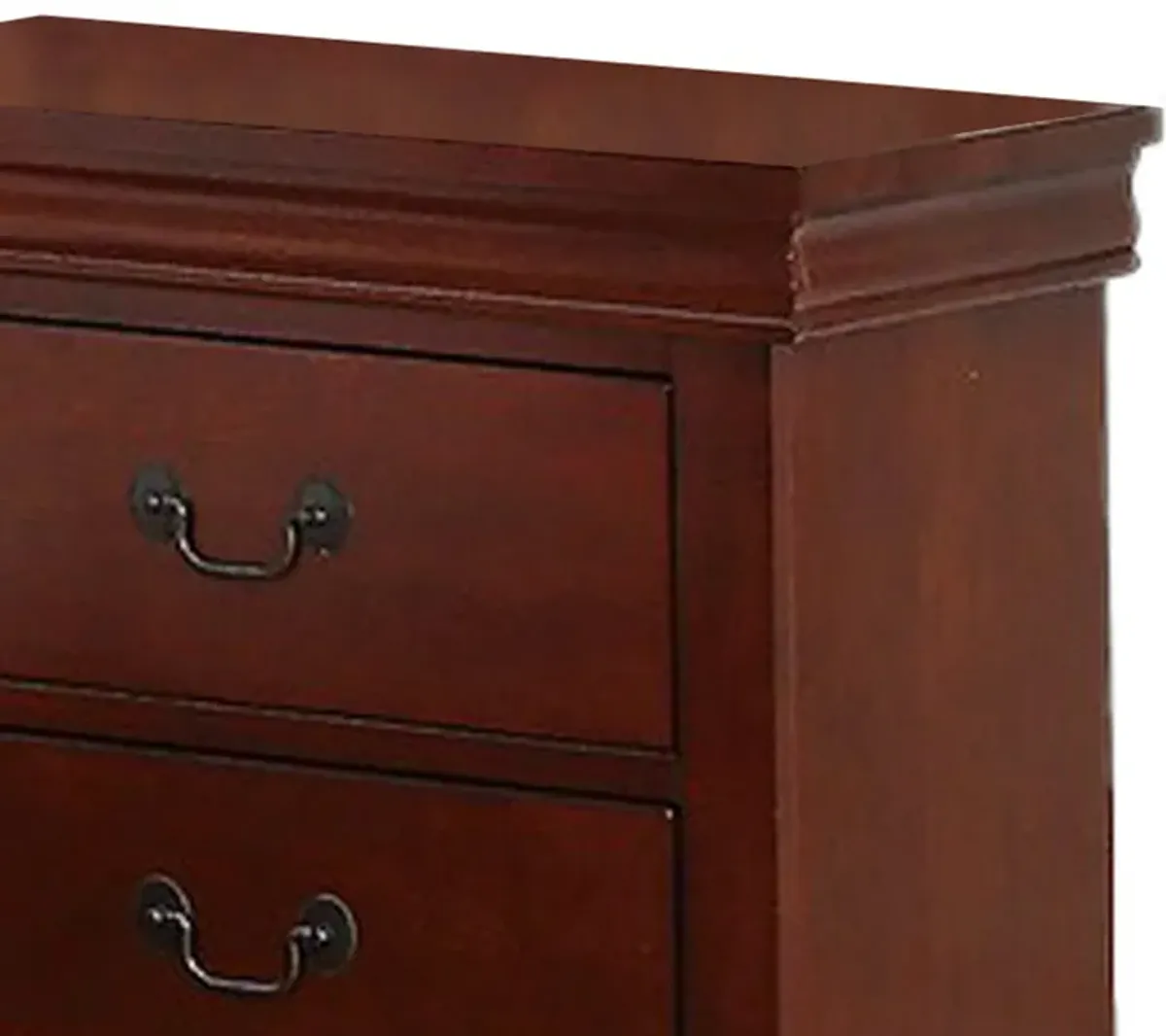 2 Drawer Wooden Nightstand with Panel Bracket Feet, Cherry Brown-Benzara