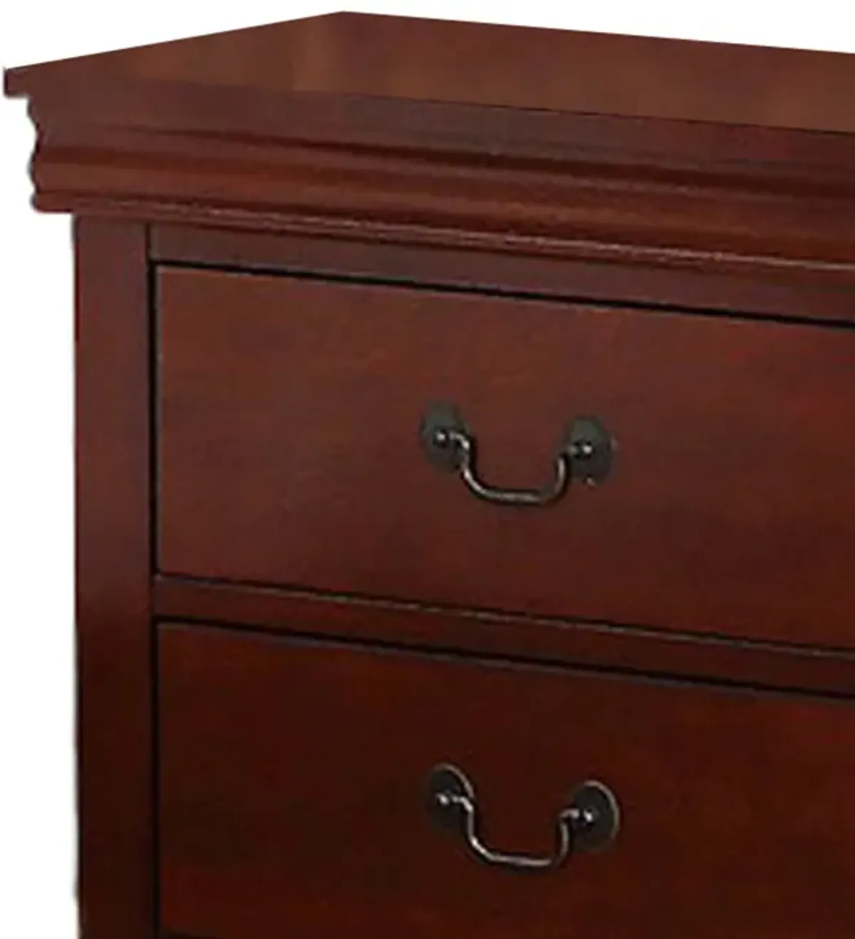 2 Drawer Wooden Nightstand with Panel Bracket Feet, Cherry Brown-Benzara