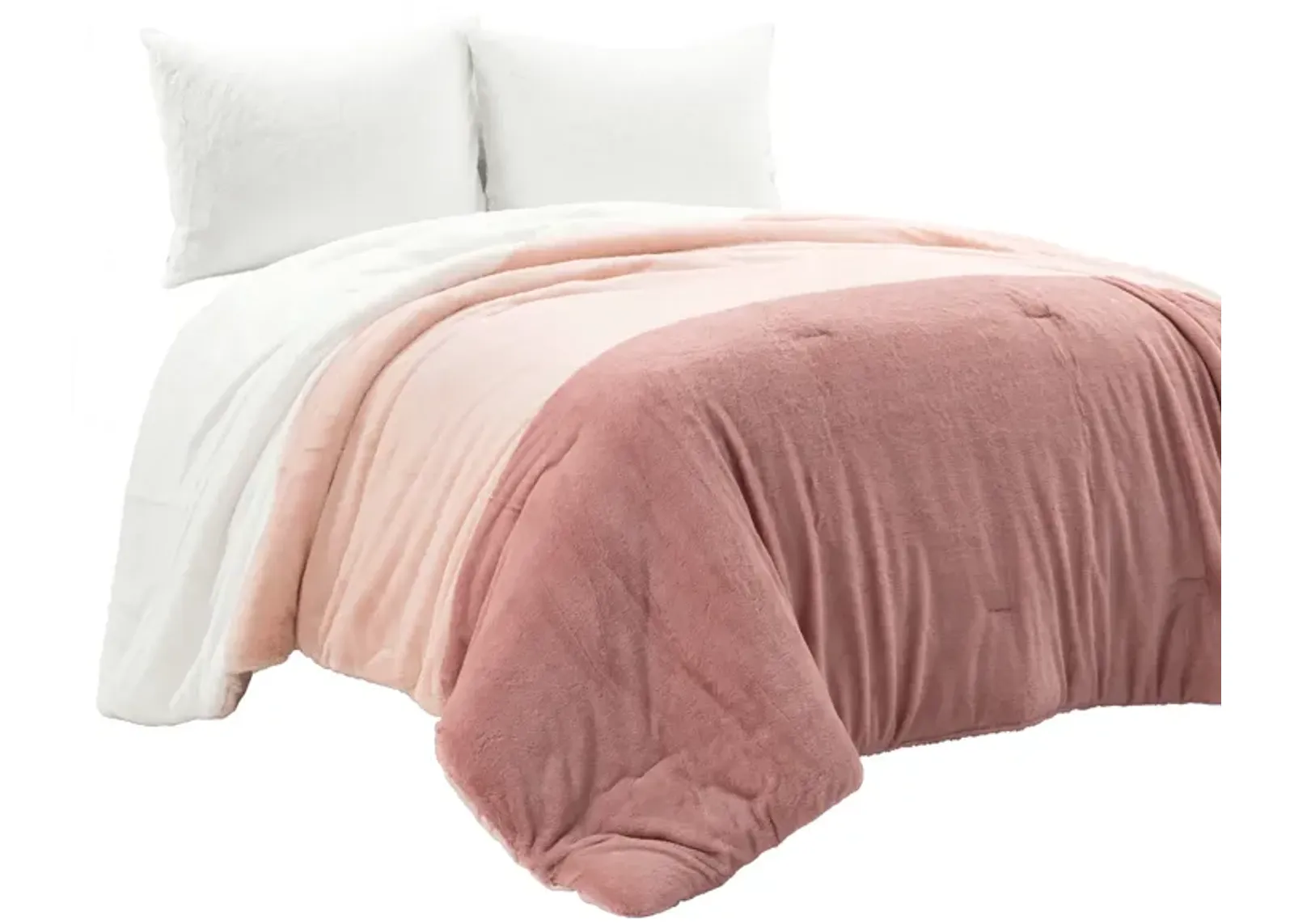 Farmhouse Color Block Ultra Soft Faux Fur All Season Kids Comforter 3-Pc Set