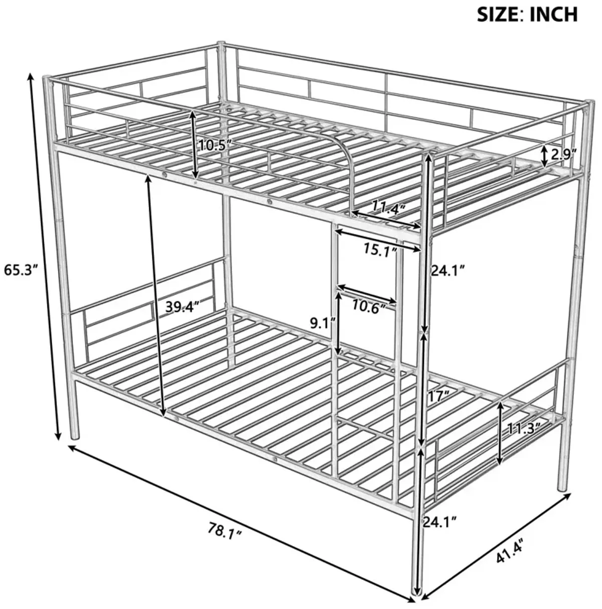 Twin Over Twin Metal Bunk Bed