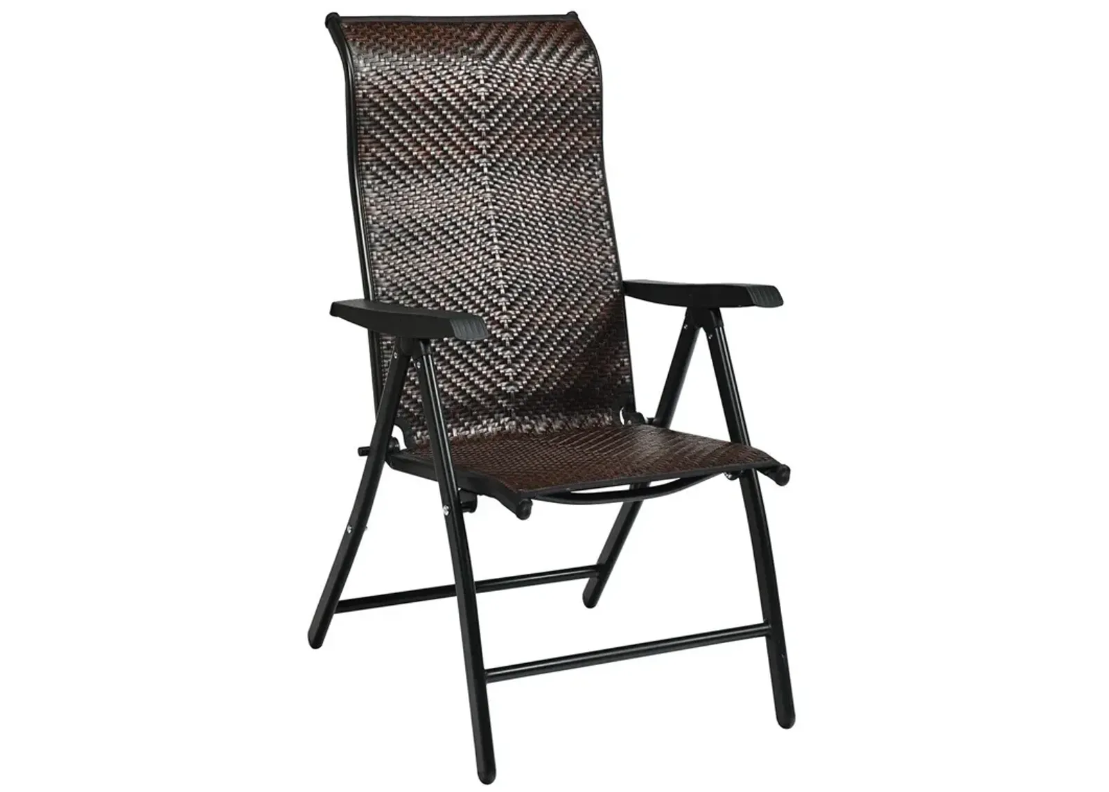 Patio Rattan Folding Chair with Armrest