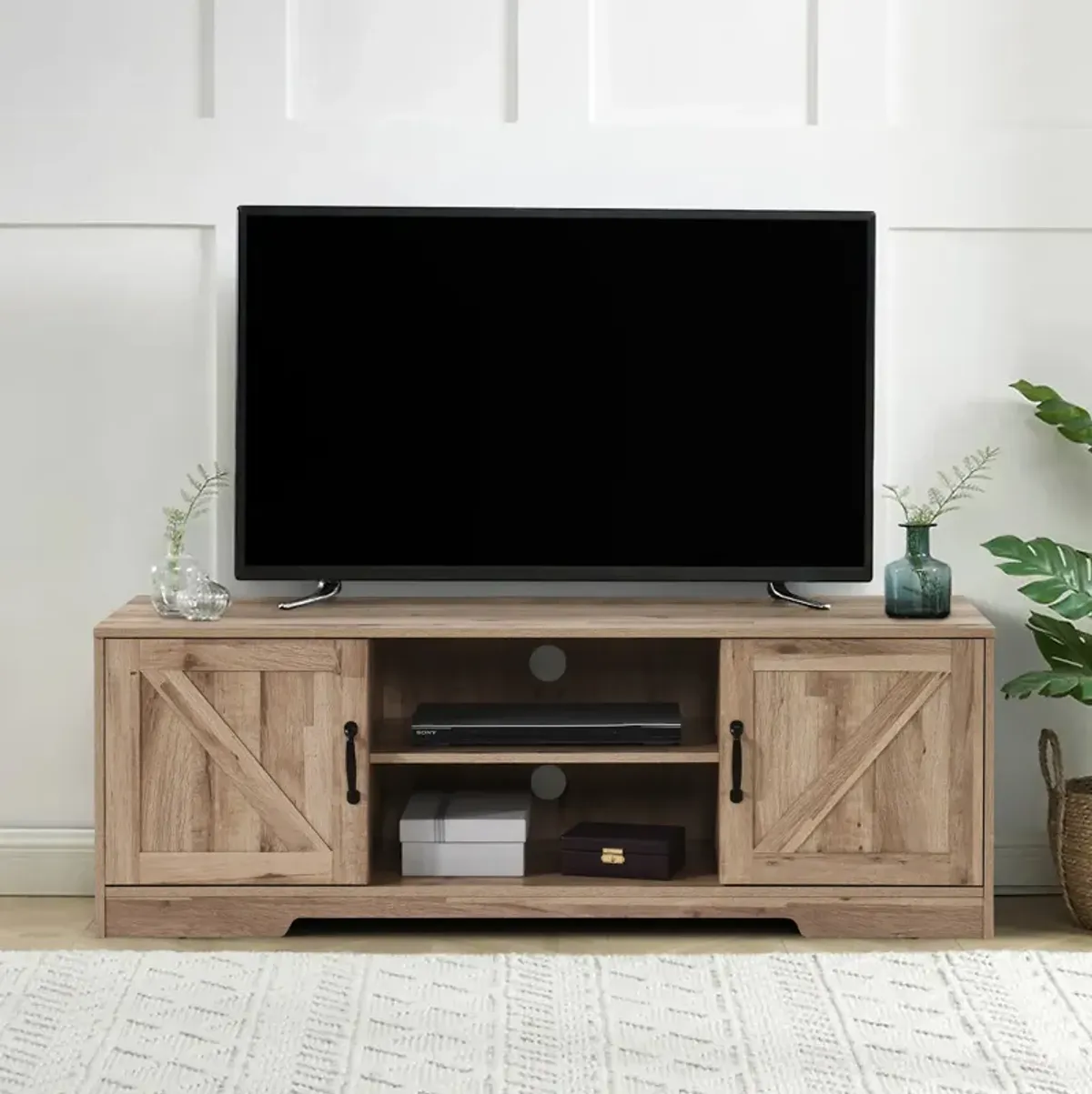 59 in. Wood TV Stand with 2 Storage Cabinets Fits TV's up to 59 in.