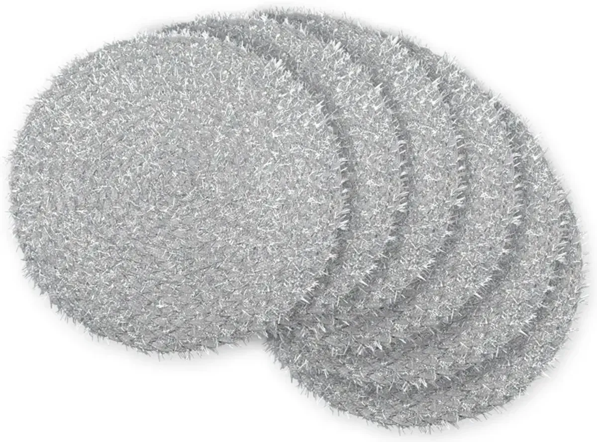 Set of 6 Silver Round Braided Placemats 14.75"