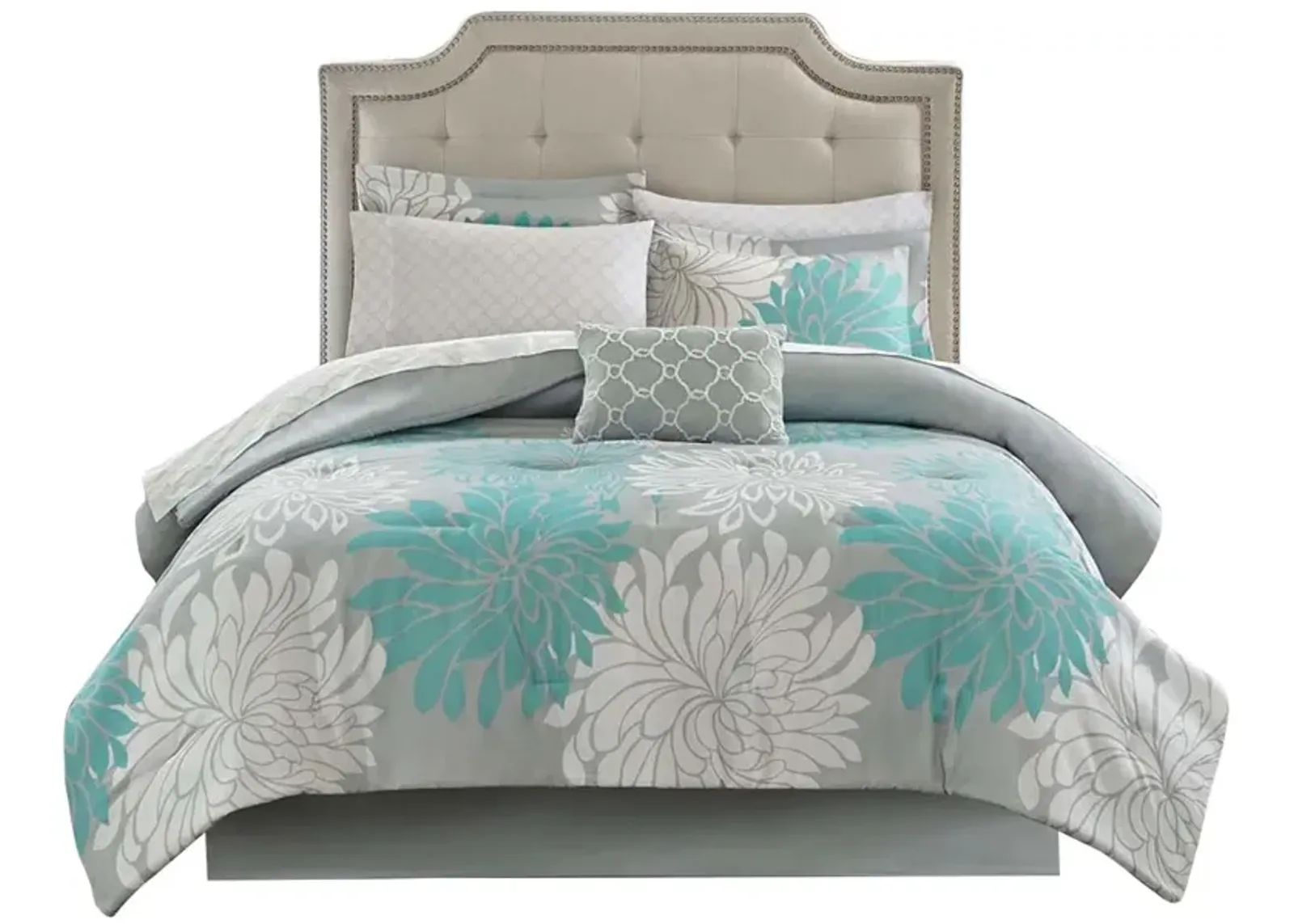 Gracie Mills Willie 9-Piece Floral Comforter Set with Cotton Sheets