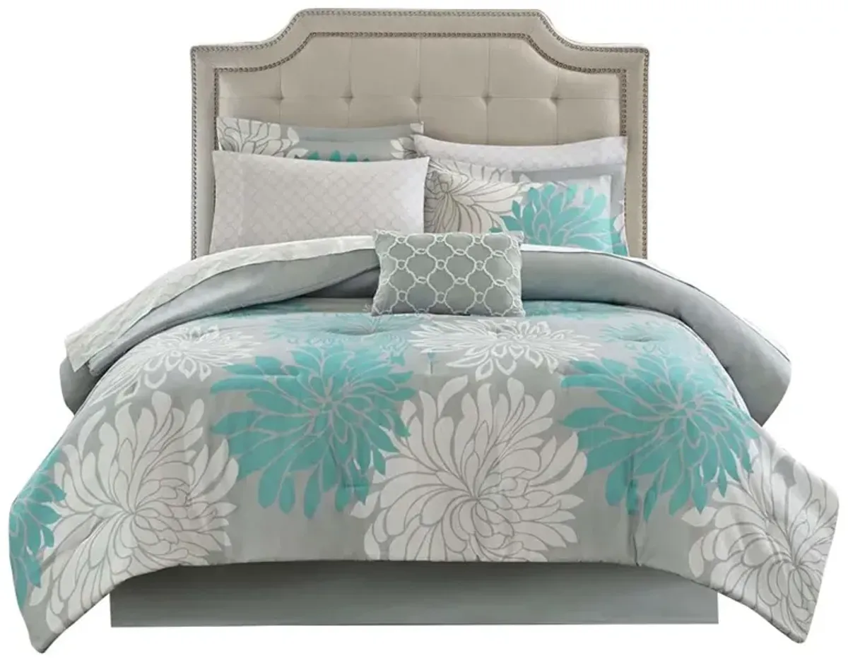 Gracie Mills Willie 9-Piece Floral Comforter Set with Cotton Sheets