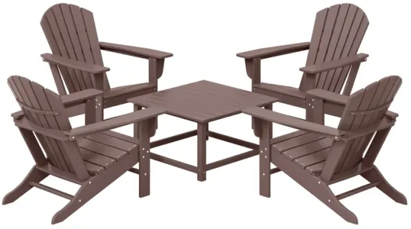 WestinTrends 5-Piece Outdoor Patio HDPE Adirondack Chair With Square Coffee Table Conversation Set