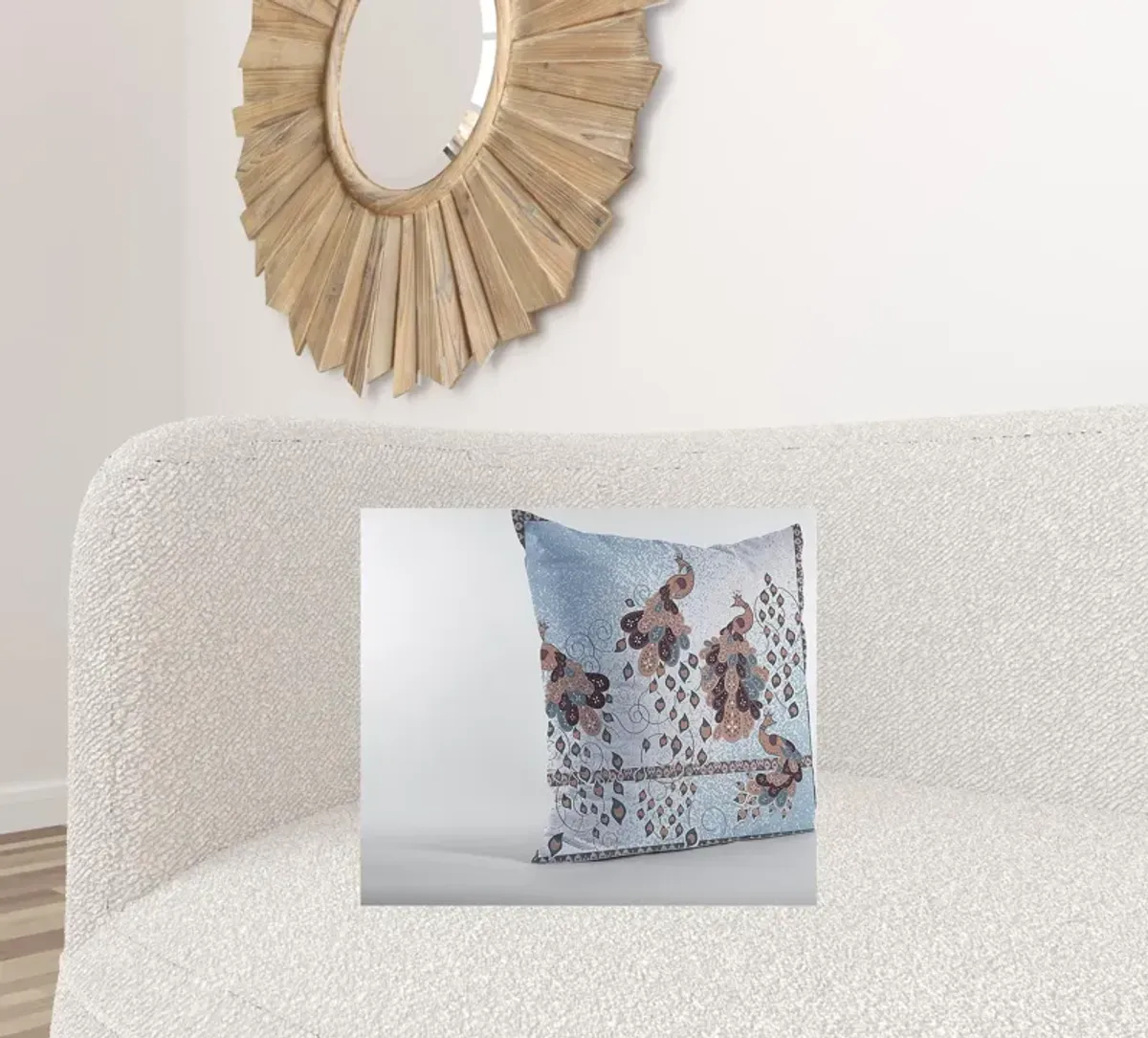 Hivvago 18"Blue Brown Boho Bird Zippered Suede Throw Pillow