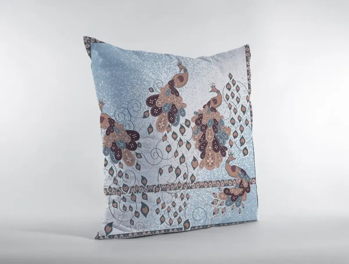 Hivvago 18"Blue Brown Boho Bird Zippered Suede Throw Pillow