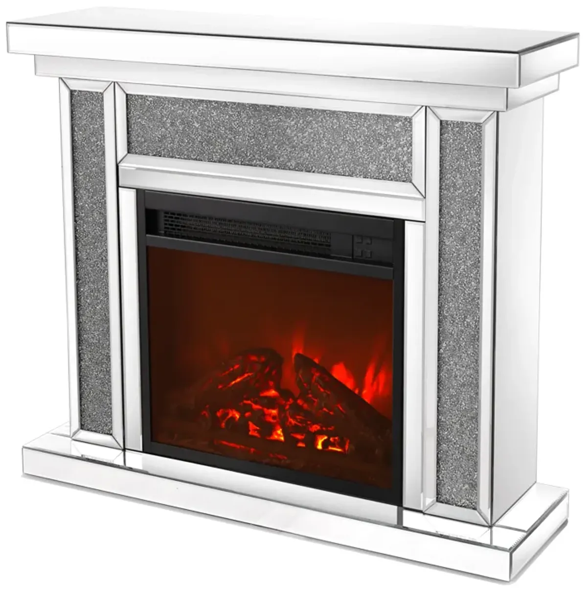 Streamdale Acrylic Diamond Mirror Mantelpiece with Electric Heater