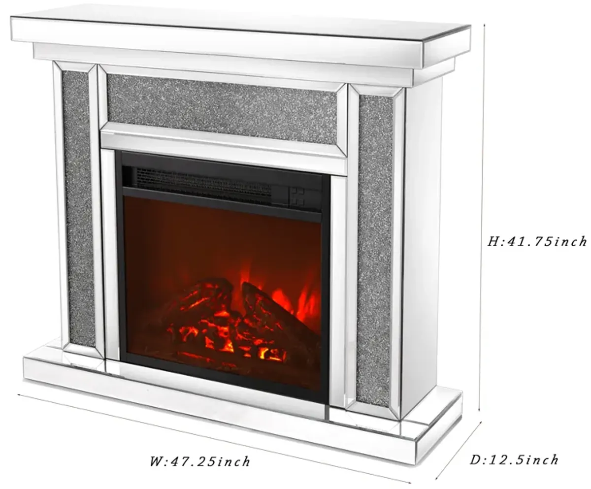 Streamdale Acrylic Diamond Mirror Mantelpiece with Electric Heater
