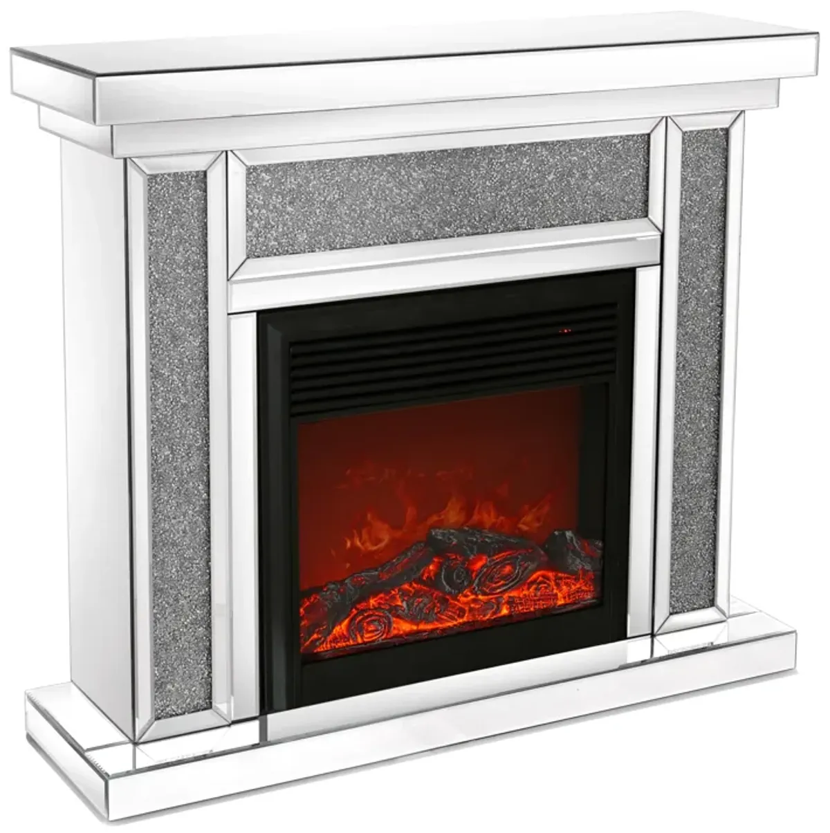 Streamdale Acrylic Diamond Mirror Mantelpiece with Electric Heater