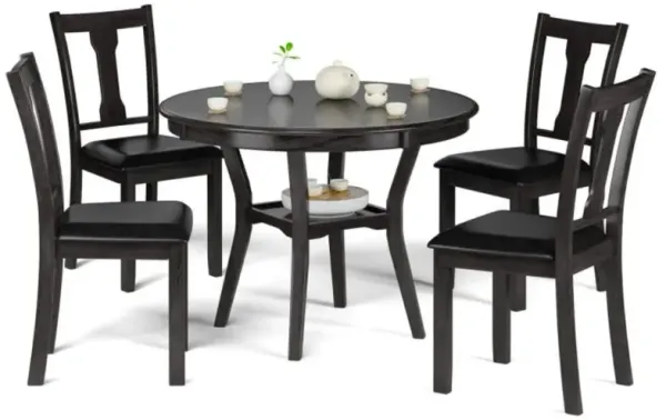 Hivvago 5-Piece Round Dining Table Set Wooden Kitchen Modern Table and 4 Chairs