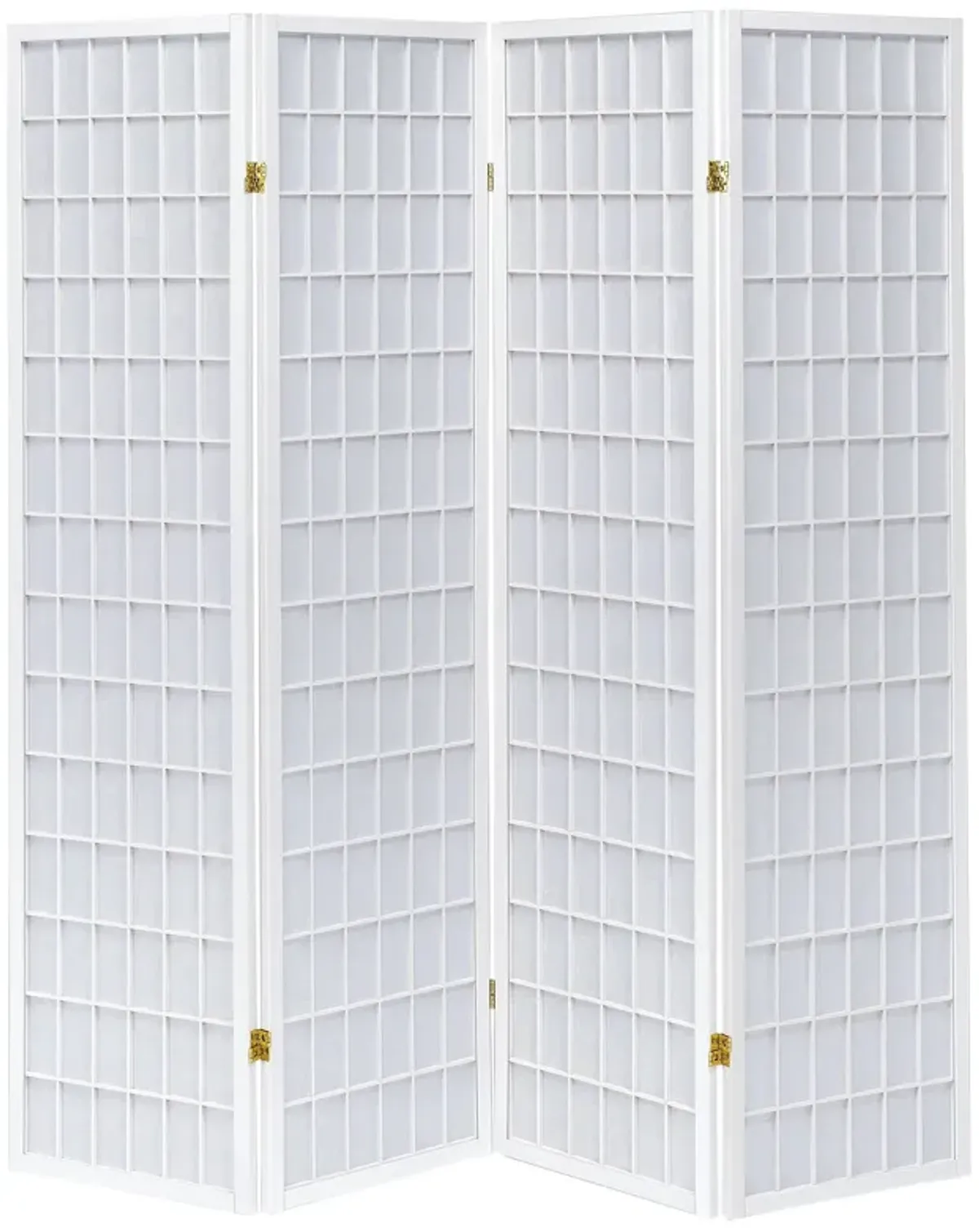Contemporary Style Four Panel Folding Screen, White-Benzara