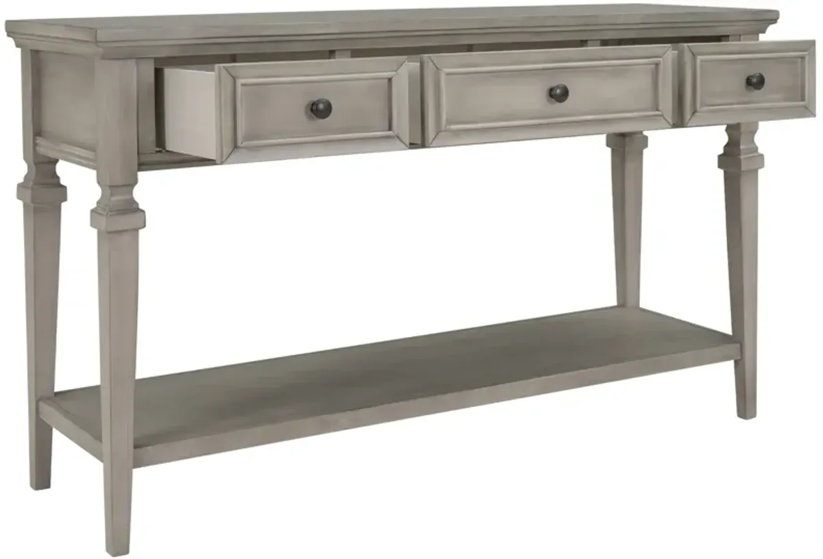 Vintage-Inspired Retro Style Console Table Three Top Drawers, Antique White