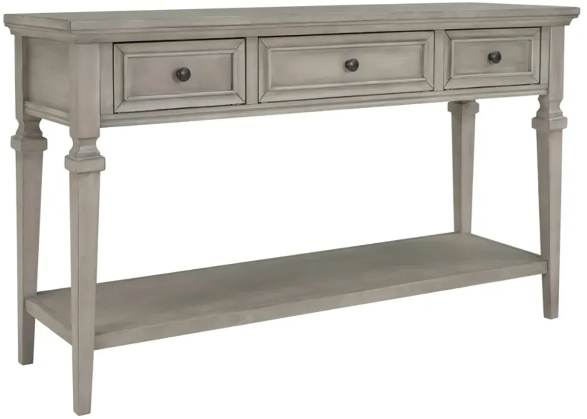 Vintage-Inspired Retro Style Console Table Three Top Drawers, Antique White