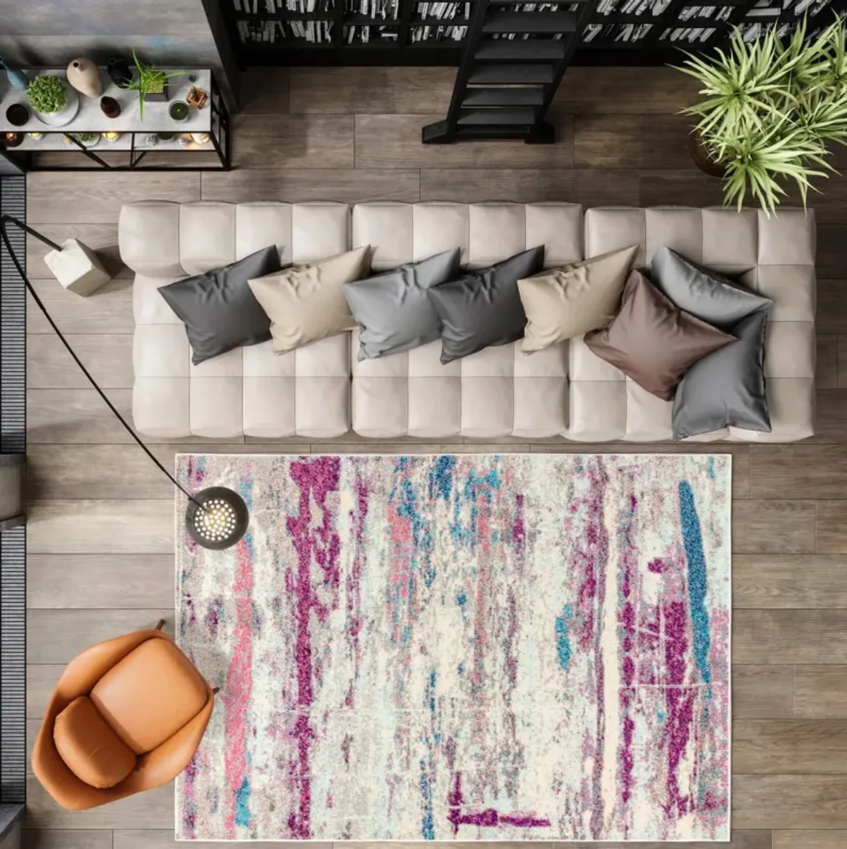 Contemporary Pop Modern Abstract Brushstroke Area Rug