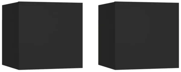 vidaXL Bedside Cabinets 2 pcs Black 12"x11.8"x11.8" Chipboard