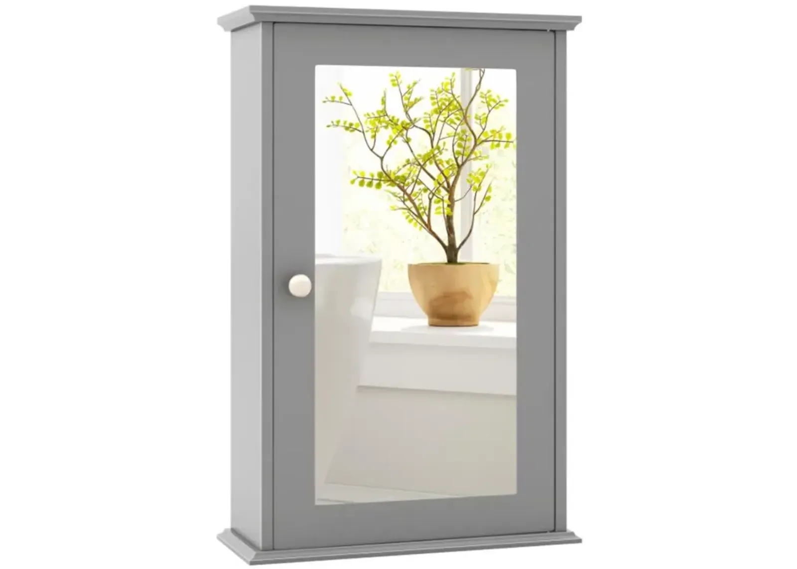 Hivvago Bathroom Wall Cabinet with Single Mirror Door and Adjustable Shelf