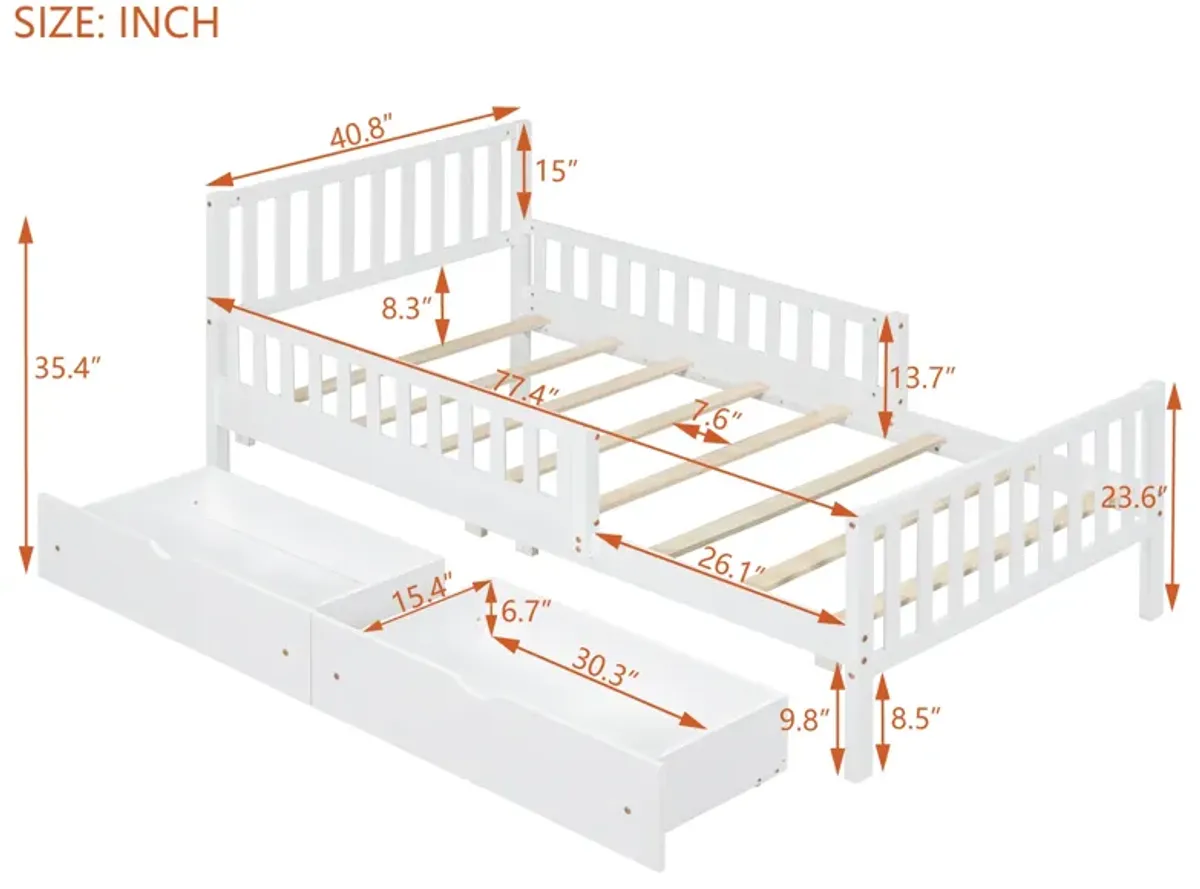 Merax Platform Bed with Guardrails