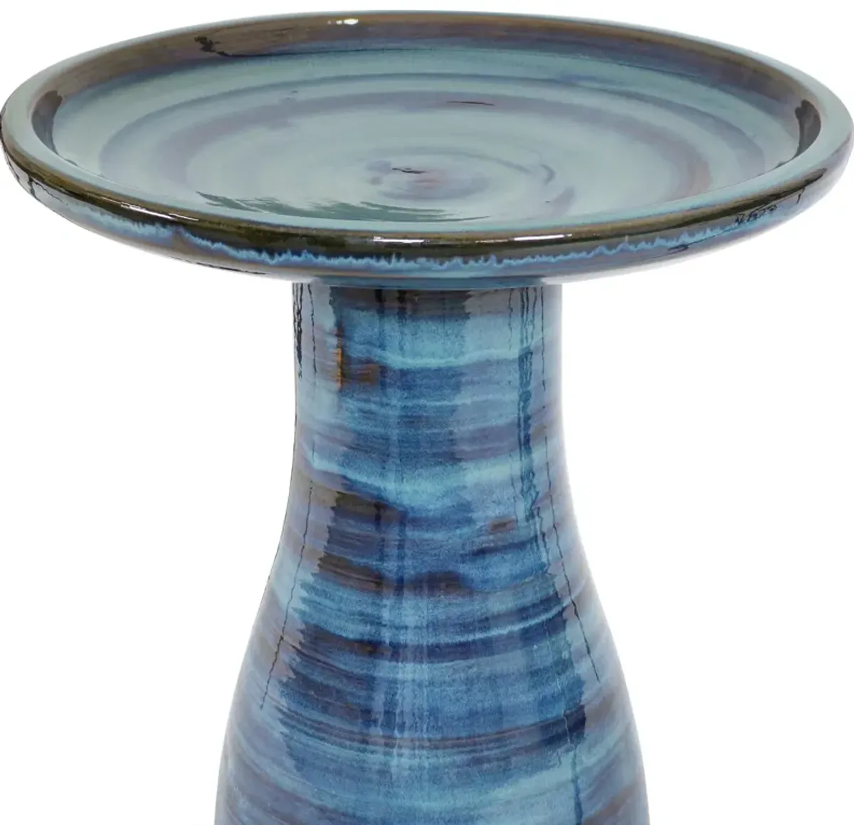 Sunnydaze Elegant Glazed Ceramic Bird Bath - 20.5 in - Galaxy Blue