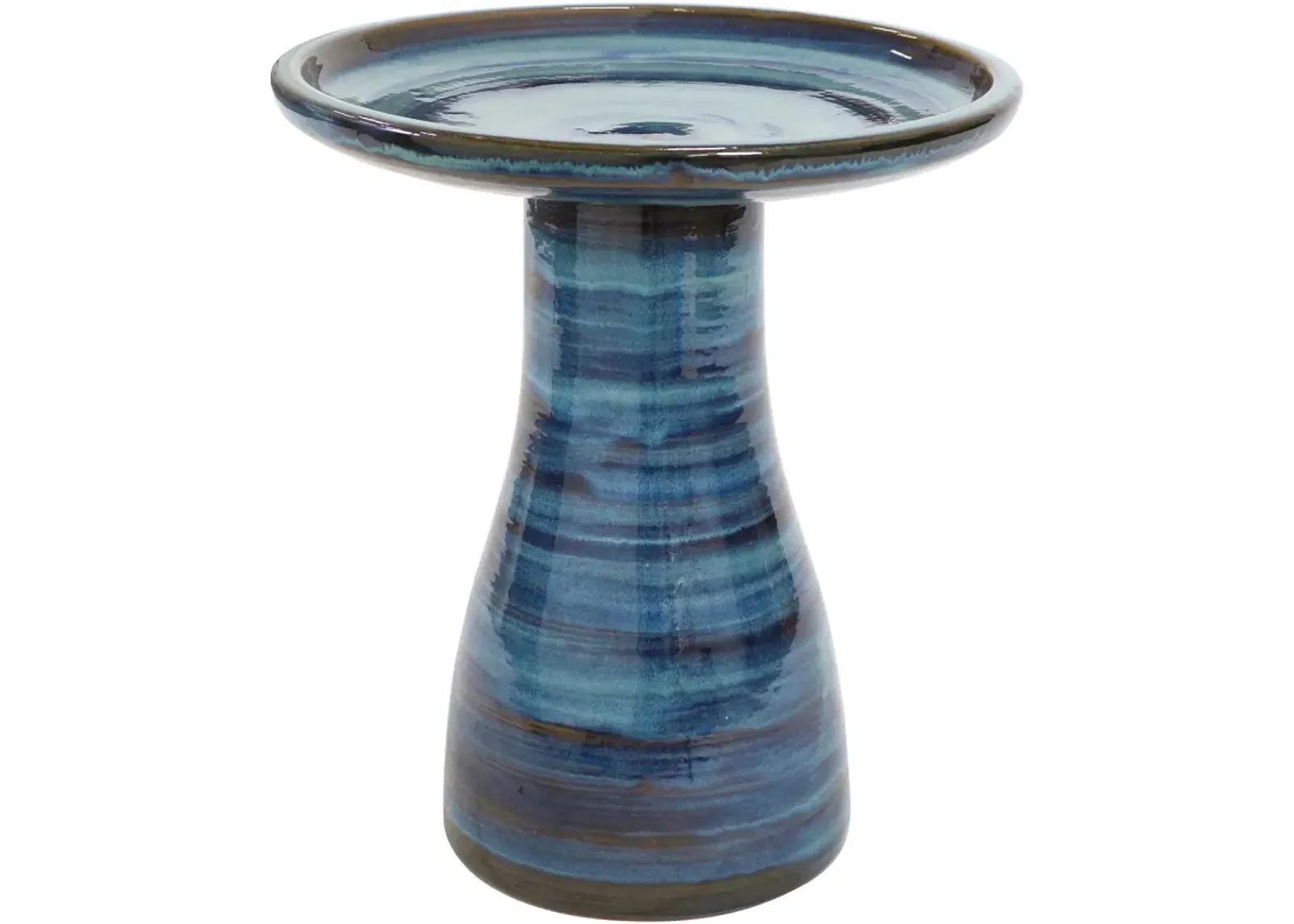 Sunnydaze Elegant Glazed Ceramic Bird Bath - 20.5 in - Galaxy Blue