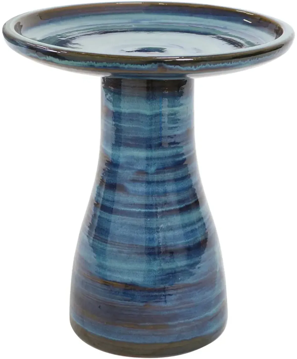 Sunnydaze Elegant Glazed Ceramic Bird Bath - 20.5 in - Galaxy Blue