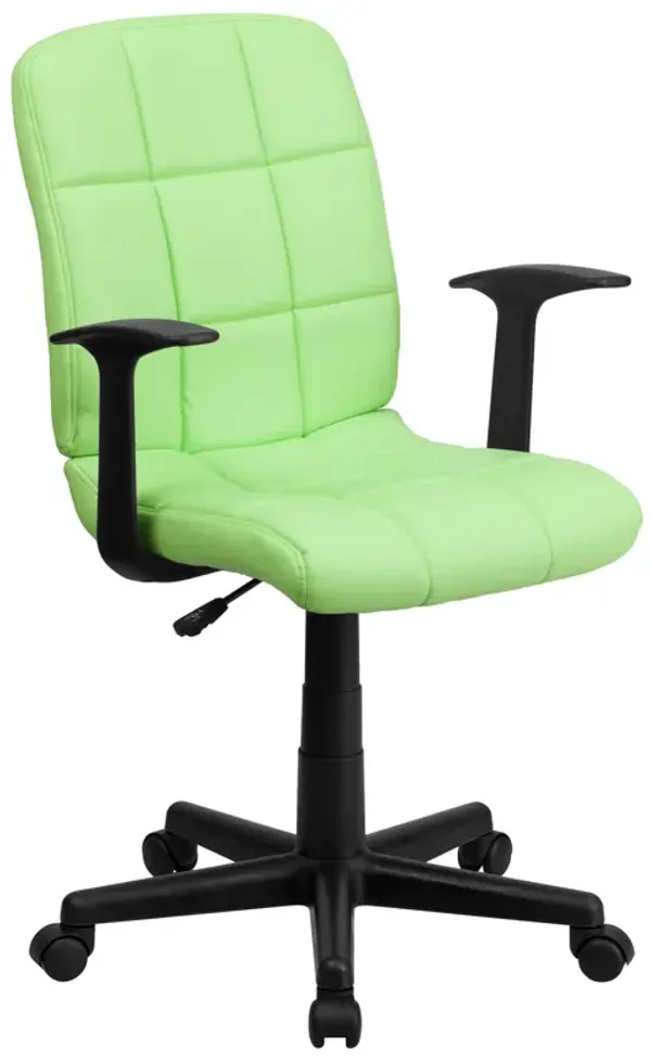 Clayton Mid-Back Quilted Vinyl Swivel Task Office Chair with Arms