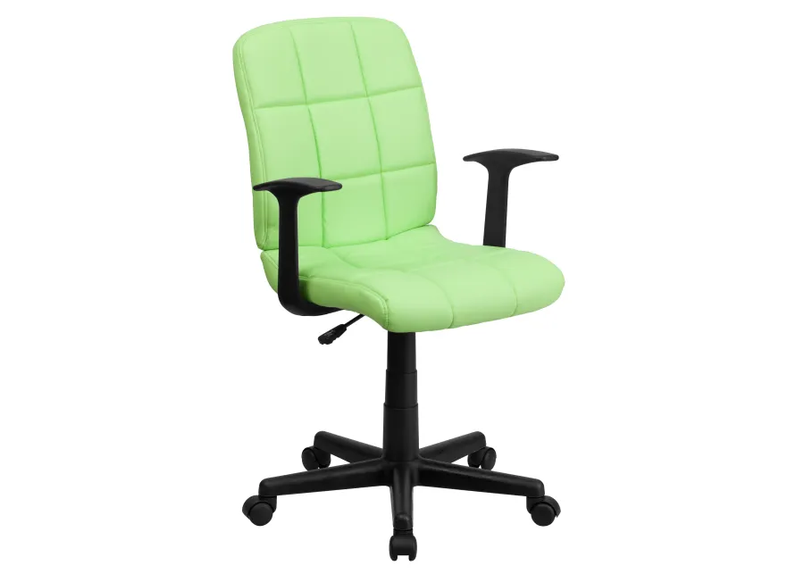 Clayton Mid-Back Quilted Vinyl Swivel Task Office Chair with Arms