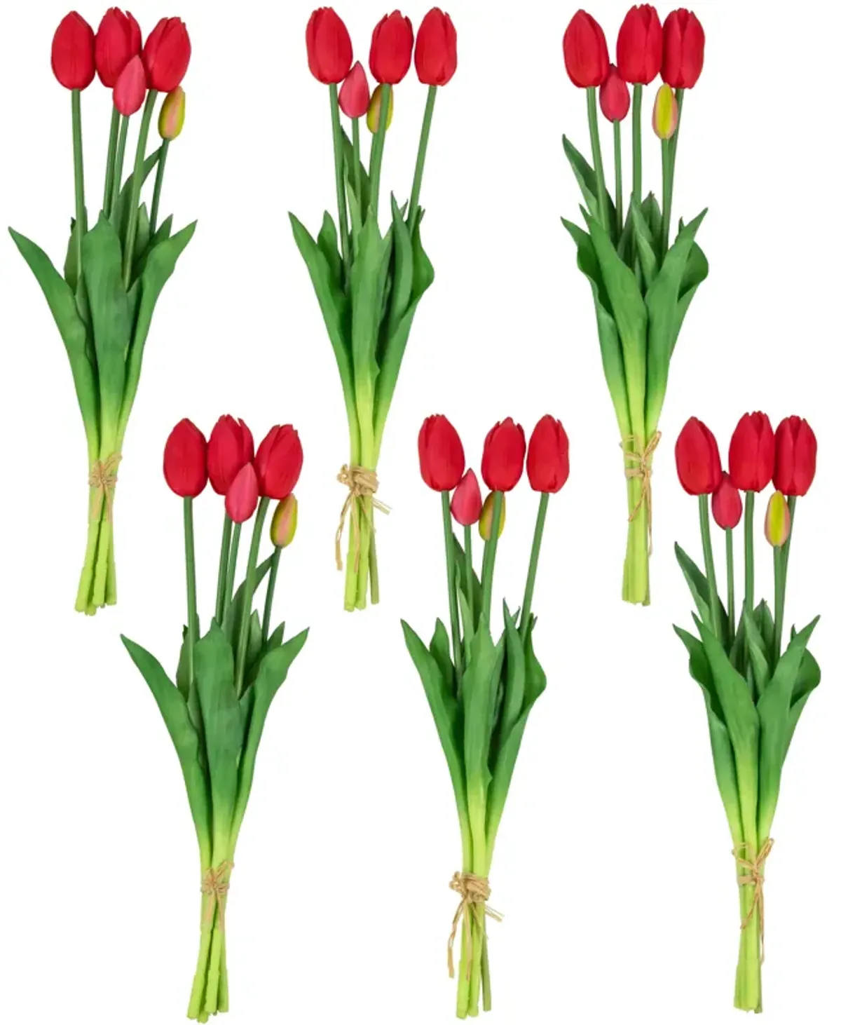 Set of 6 Ruby Red Tulip Artificial Floral Bundles  18"