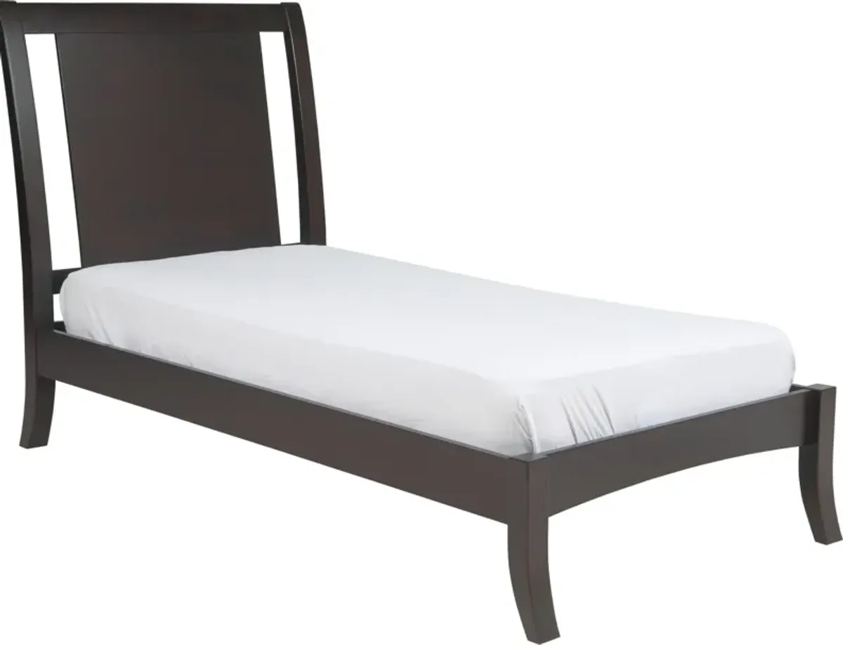 Nevis Twin Size Low Profile Sleigh Bed in Espresso