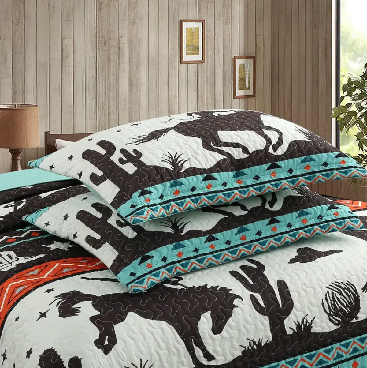 Marcielo 3 Piece South Western bedding Lightweight Bedspread Set Cowboy