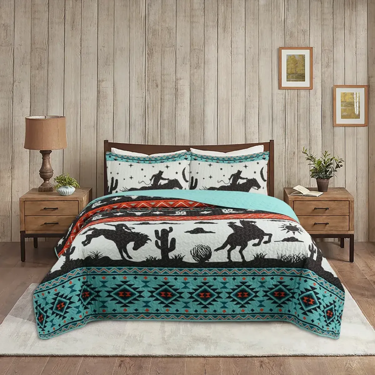 Marcielo 3 Piece South Western bedding Lightweight Bedspread Set Cowboy