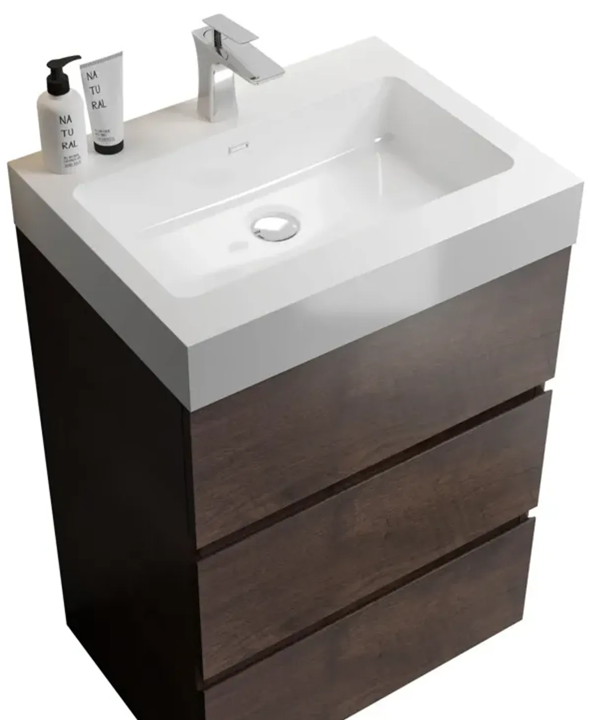 Alice 24" Walnut Bathroom Vanity with Sink & Large Storage